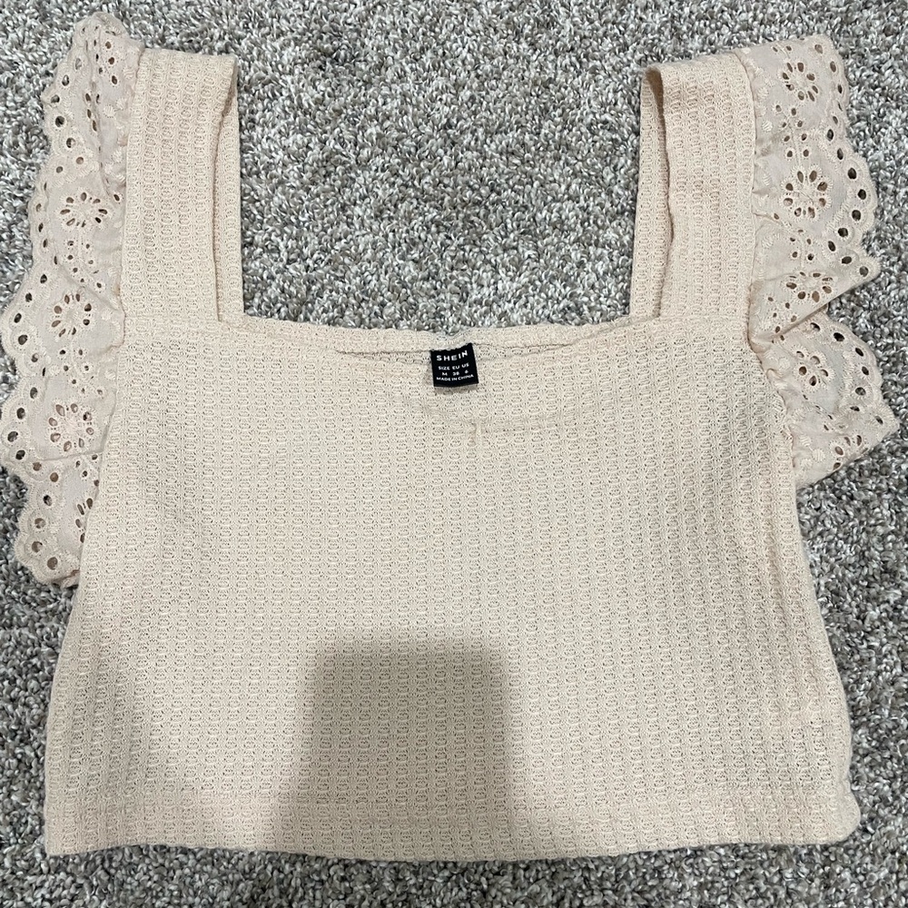 SHEIN Cream Textured Knit Top